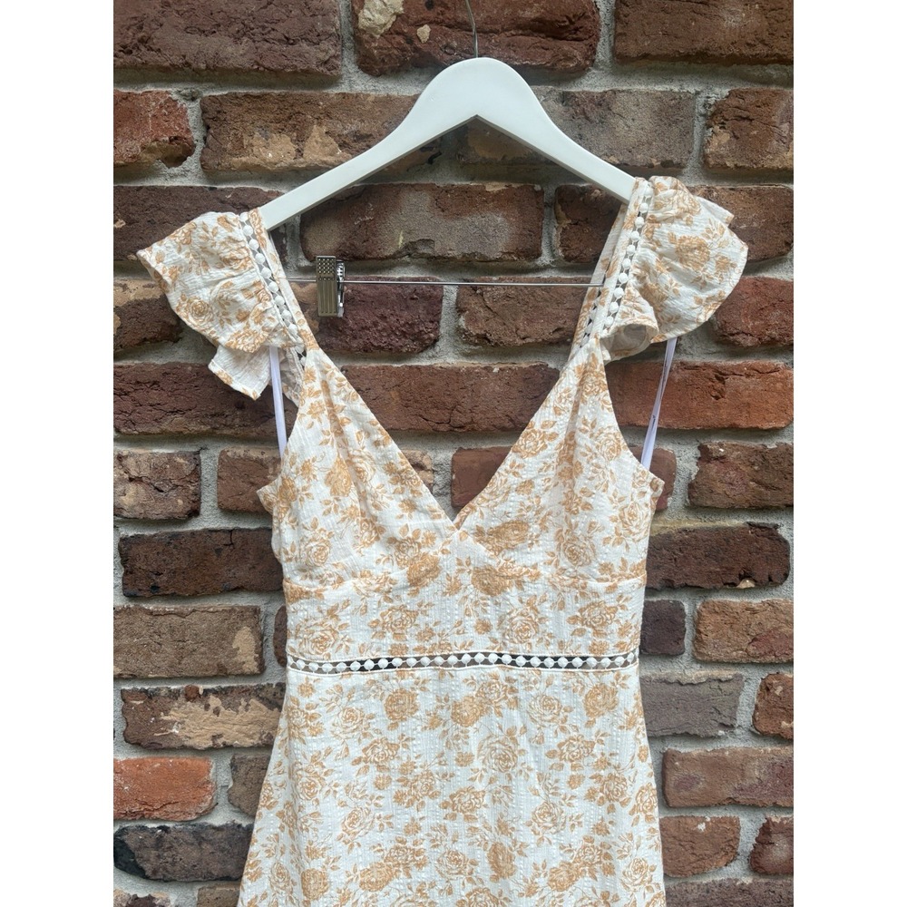 Dress‎ size M Minkpink Womens Orange White Floral Sleeveless Ruffle Mini Dress - Picture 8 of 10